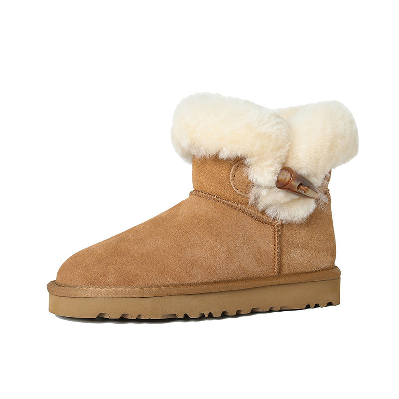 Women's Button Platform Fur Integrated Thickening Thermal Cotton Snow Boots