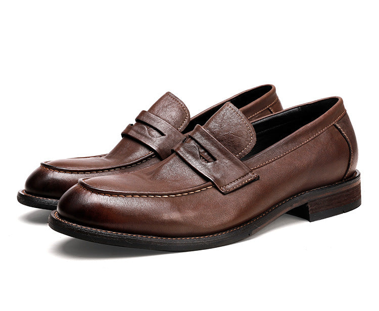 Washed-out Vintage Good Year Horse Slip-on Leather Shoes