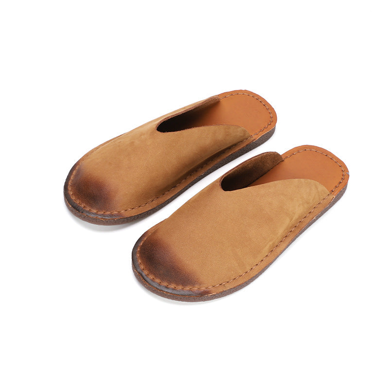 Women's Retro Closed Toe Travel Wear Flat Frosted Sandals