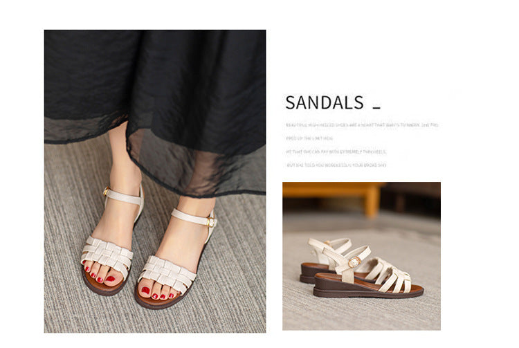 Women's Summer Genuine Retro With Flat Soft Bottom Beach Sandals