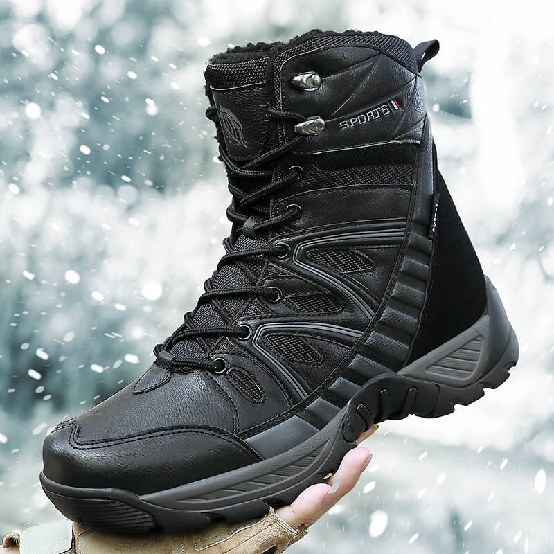 Men's Plus Size Fashion Outdoor Fleece-lined Warm Combat Snow Boots