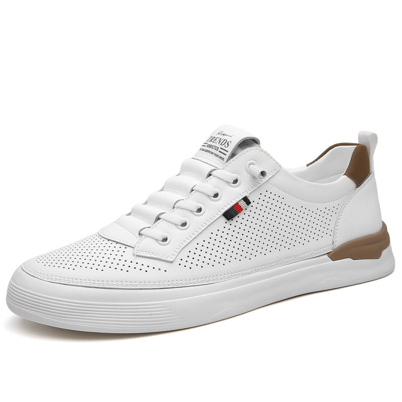 Men's Autumn Breathable Genuine Soft Bottom Cutout Leather Shoes