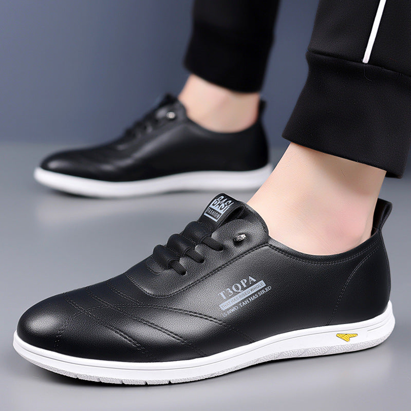 Men's Breathable Soft Bottom White Slip-on Lazy Leather Shoes