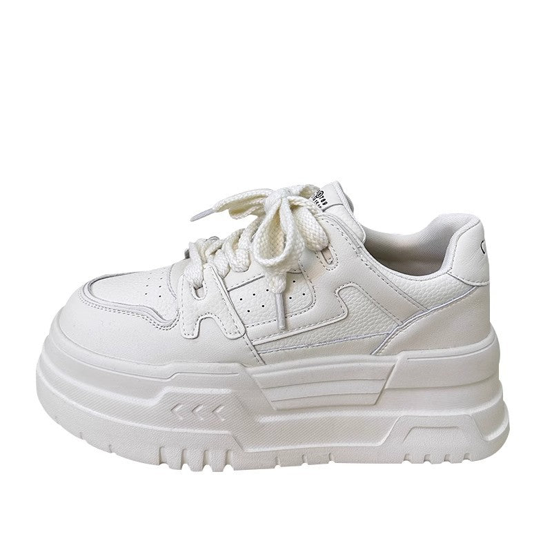 Women's Genuine Platform White Good-looking Hight Increasing Sneakers