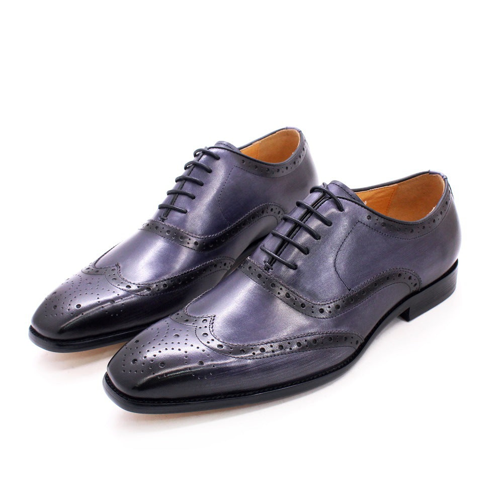 Men's British Style Brogue Oxford Business Breathable Leather Shoes