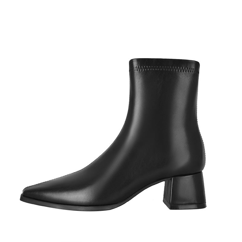 Women's French Style Booties Thin Square Head Boots