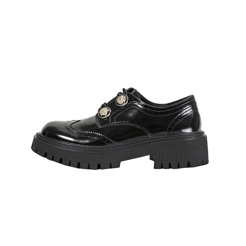 Women's Mom Moonlight Concerto Milan Art Carved Gold Leather Shoes