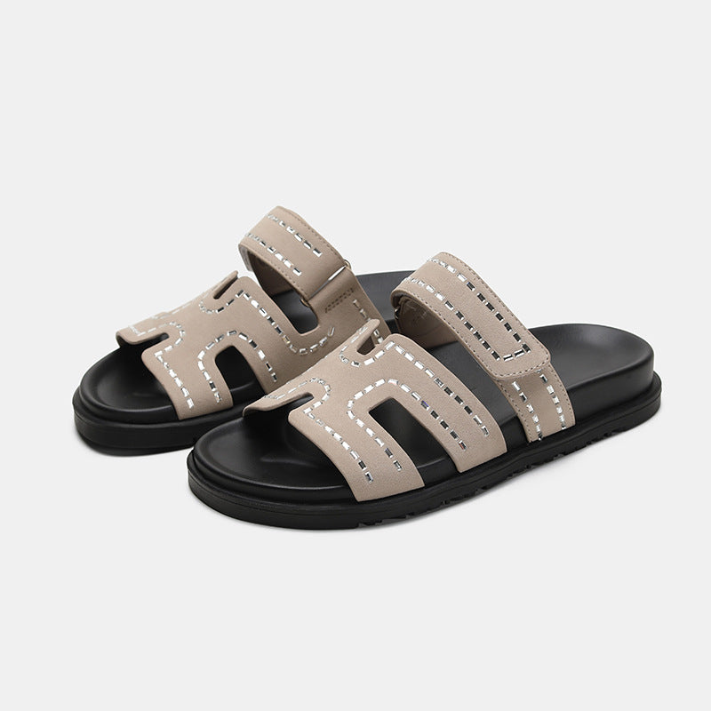 Women's Summer Beach Flip-flops Ugly Cute Velcro Slippers