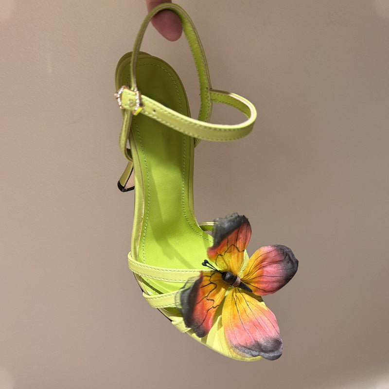 Color Matching Butterfly Ornament Catwalk Show Heels
