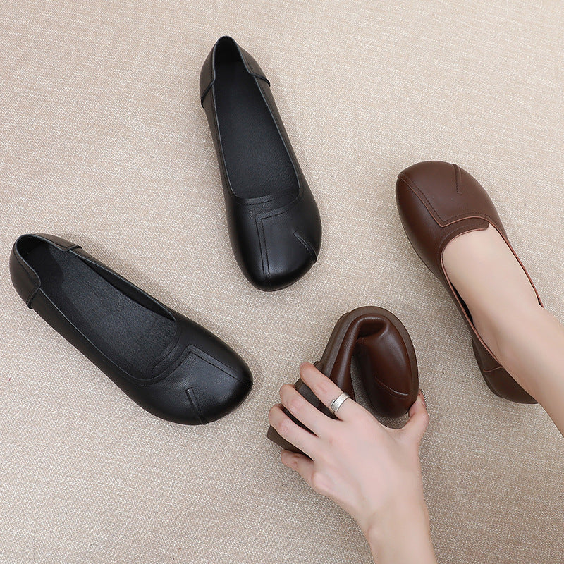 Women's & Men's Layer Cowhide Ethnic Style Retro Slip-on Casual Shoes