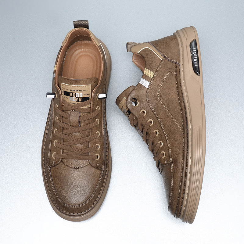 Men's Autumn Fashion Cowhide Breathable Sports Slip-on Leather Shoes