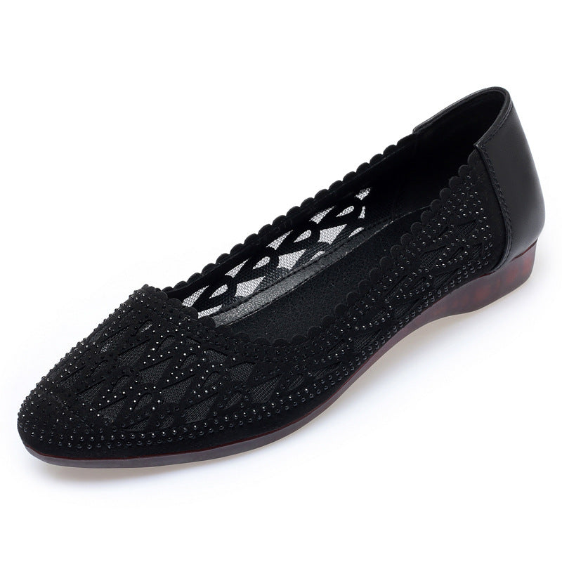 Women's Low-cut Hollow Mesh Flat Bottom Comfort Sandals