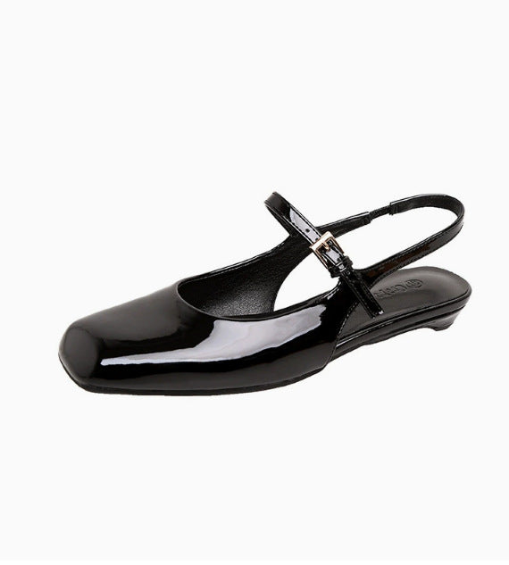 Women's Cowhide Version French Closed Toe Mary Jane Buckle Sandals