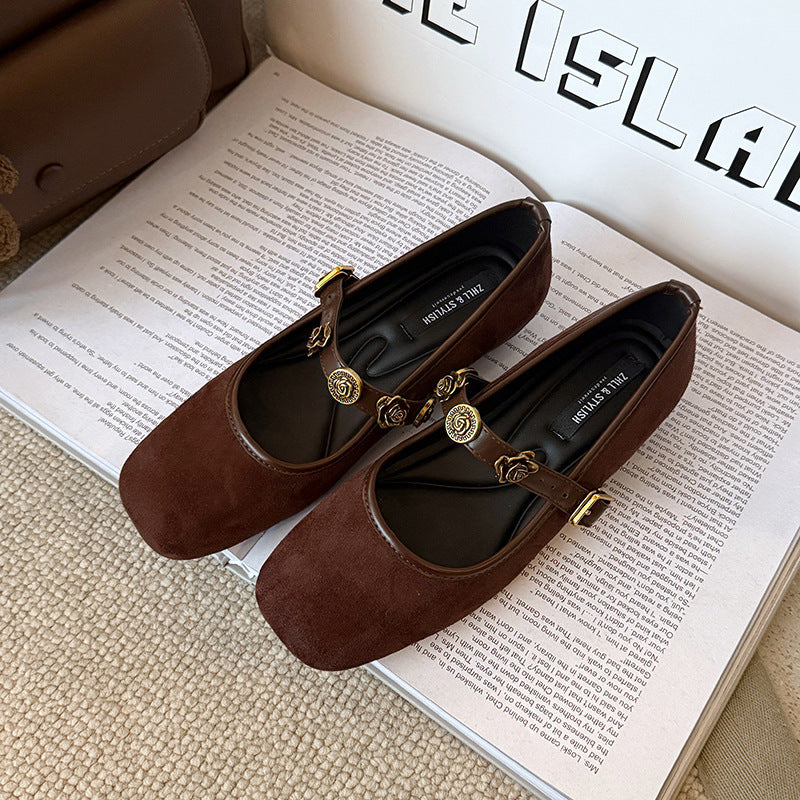 Women's Elegant Square Toe Korean Style Retro Low-cut With Hidden Women's Shoes