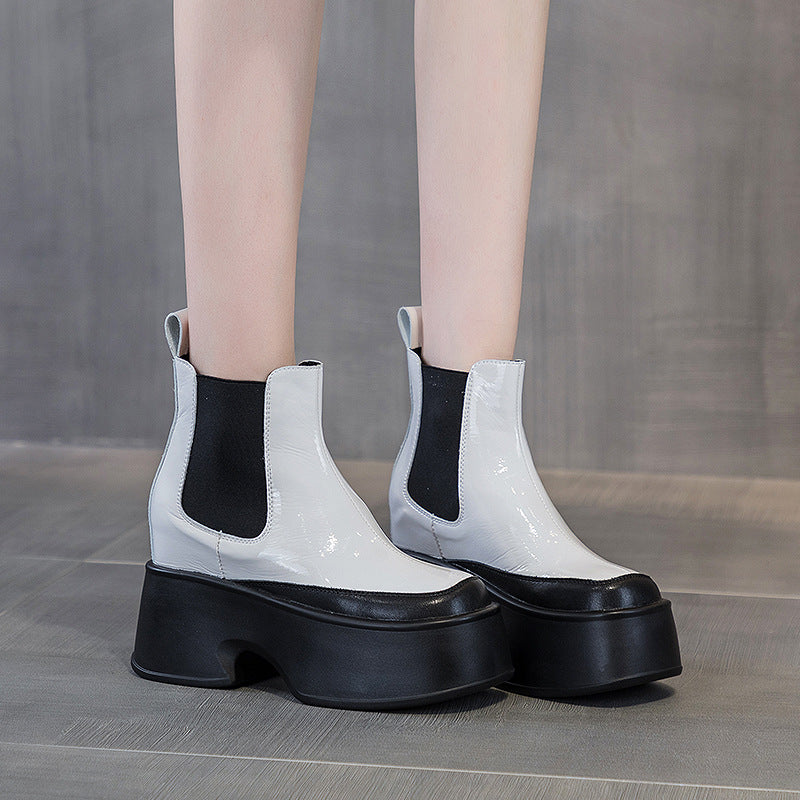 Women's Insole Chelsea Chunky Square Toe Vintage Boots