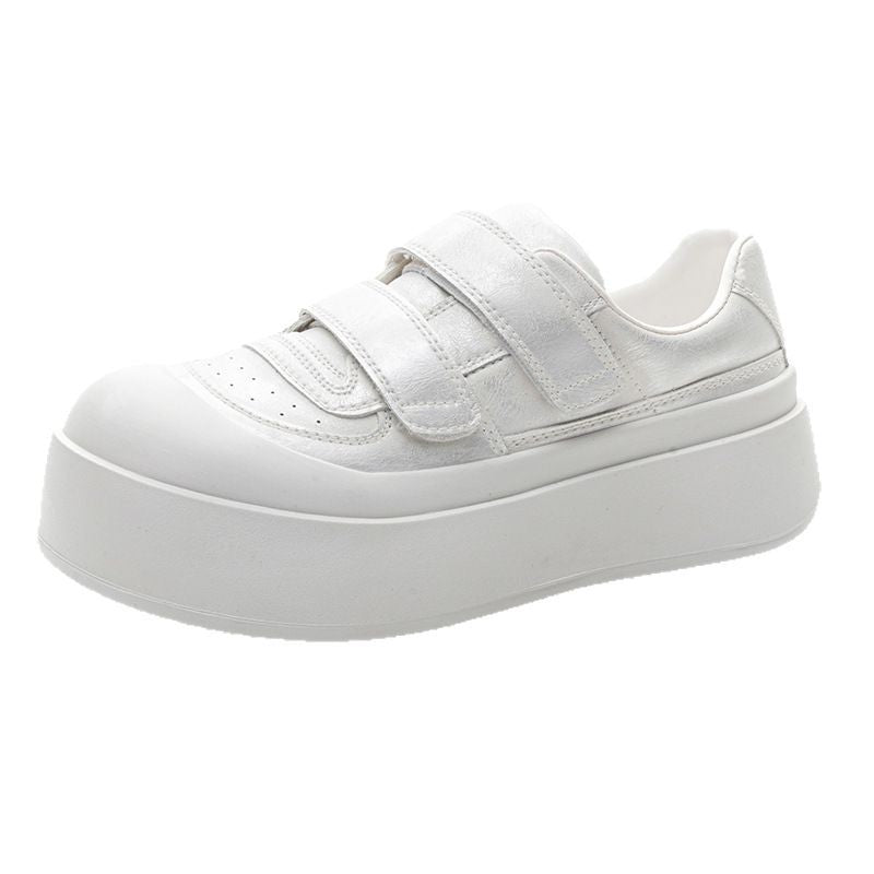 Women's Genuine Soft Bottom White Spring Thick Big Head Sports Sneakers