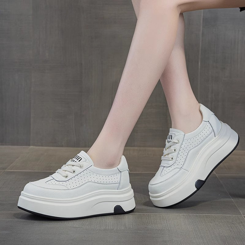 Women's Genuine Breathable Summer Thick Bottom Heightened Easy Wear Versatile Casual Shoes