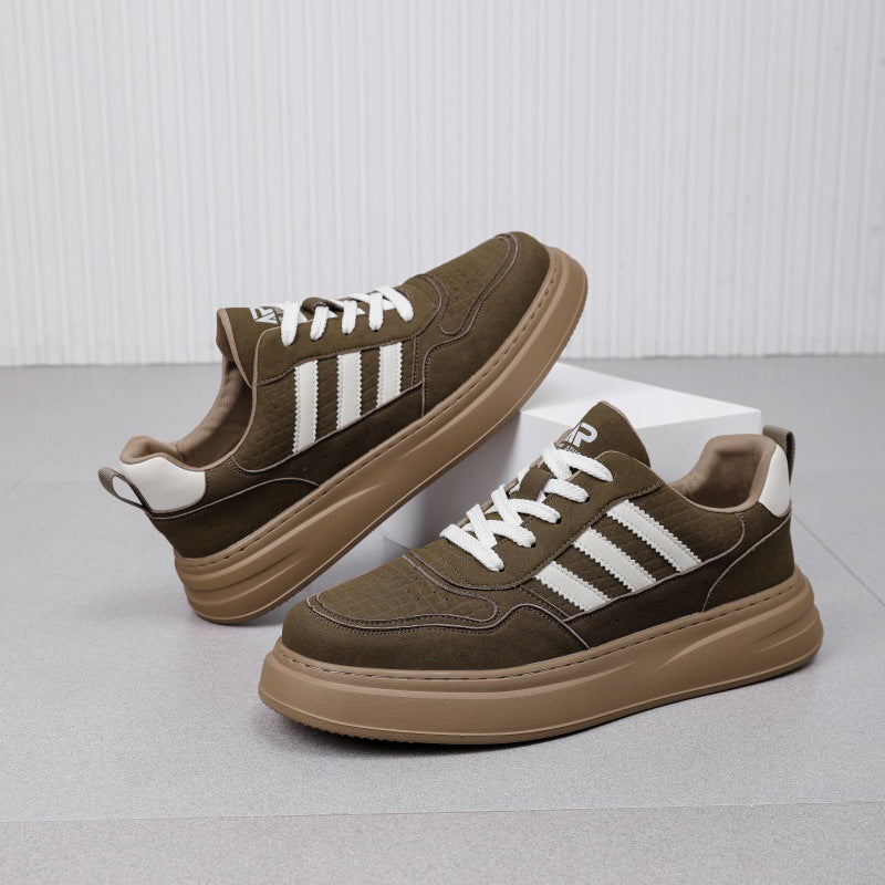 Men's Thick Bottom Lightweight Exercise Trendy White Men's Board Shoes