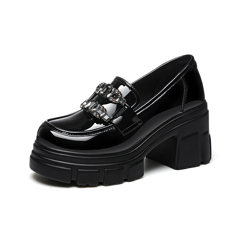 Women's Gold Silk Rabbit Platform Spring Slip-on Loafers