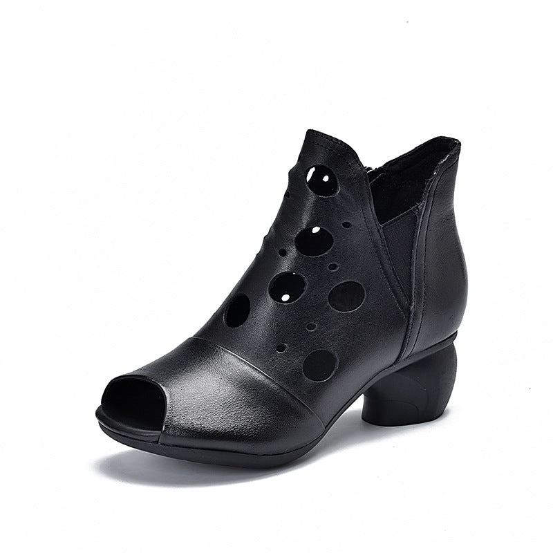 Women's Pairs Of High Genuine Hole Roman Sandals