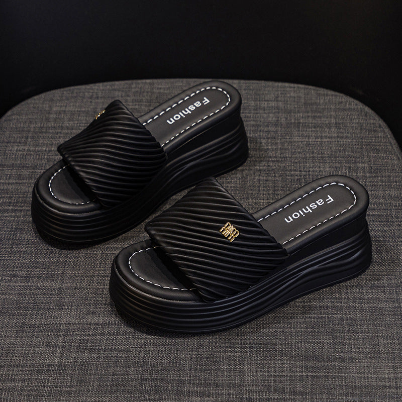 Women's Height Increasing Summer Wear Leisure Platform Slippers