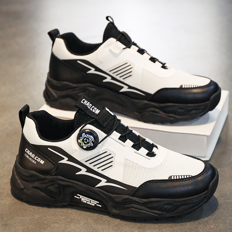 Men's Breathable Mesh Surface Sports Running White Sneakers