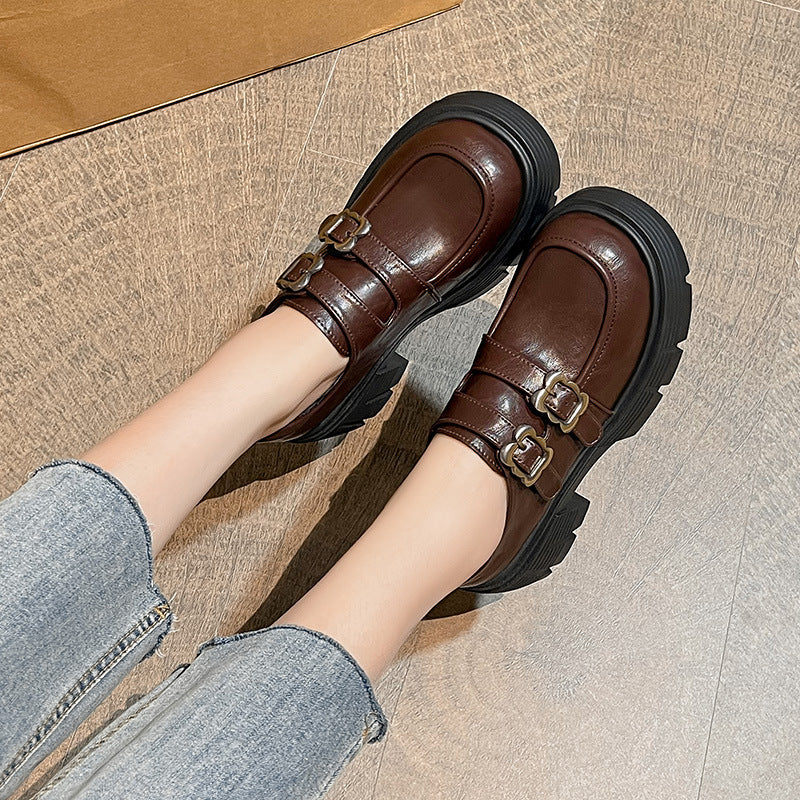 Women's Platform Spring Retro British Chunky Plus Loafers