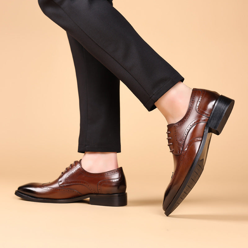 Men's British Style Carved Business Formal Three Men's Shoes