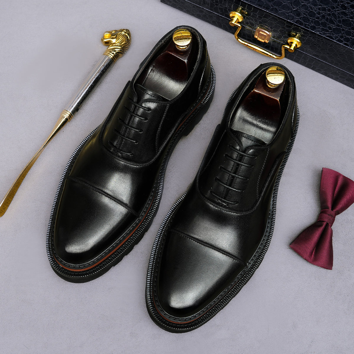 Men's Classic Wedding First Layer Cowhide Brushed Men's Shoes