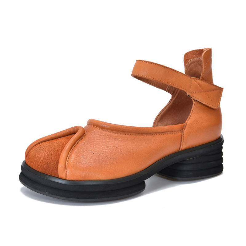 Price Thick Bottom Toe Cap Genuine Sandals