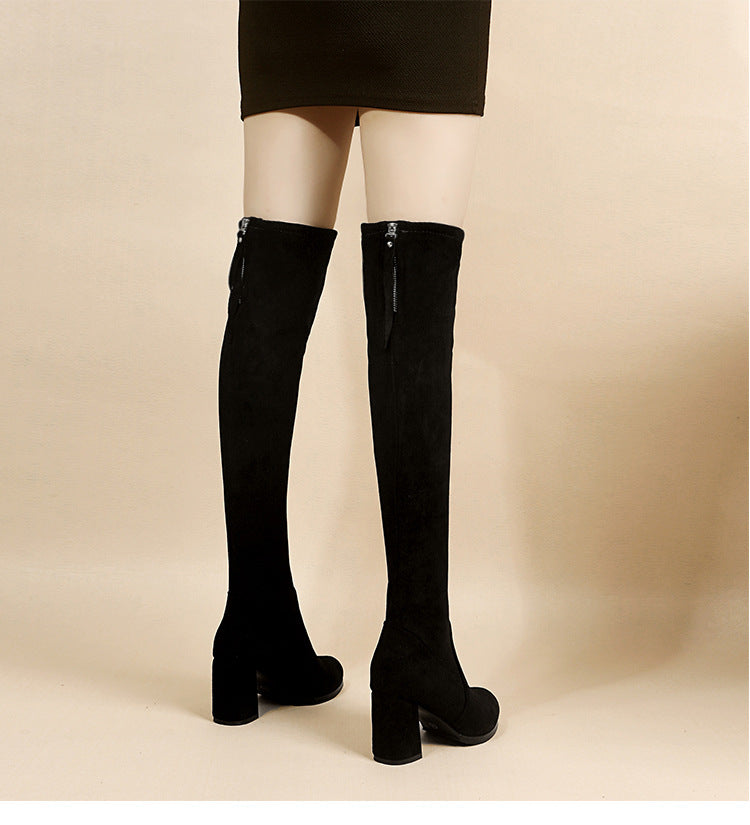 Women's Over The Knee Korean Chunky Pointed Toe Boots