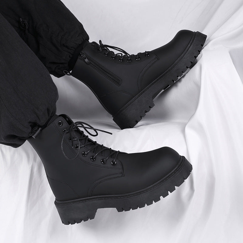 Men's Autumn Black British Style Motorcycle Worker Boots