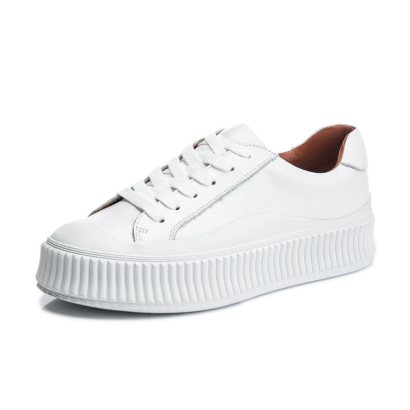 Women's Thick-soled White Autumn Authentic Platform Biscuit Sneakers