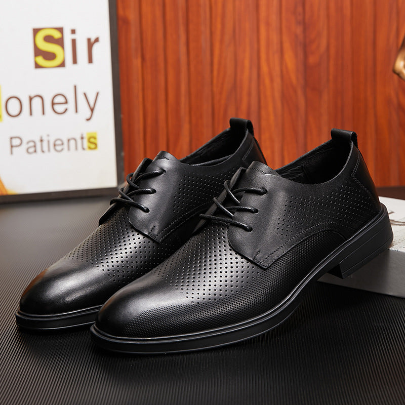 Classic Men's Business Breathable Comfortable Punching Leather Shoes