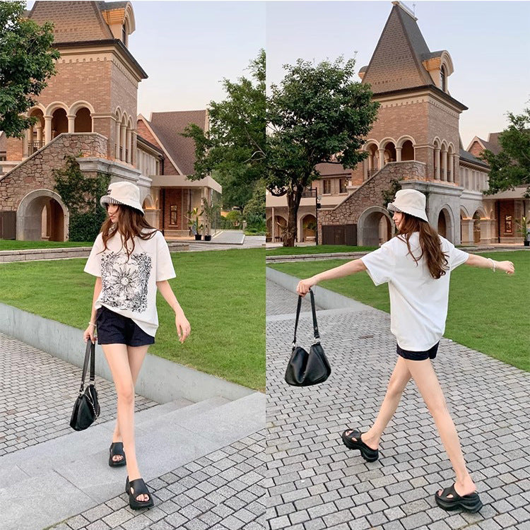 Women's Model Leg Summer Outer Wear Soft Bottom Thick Slippers