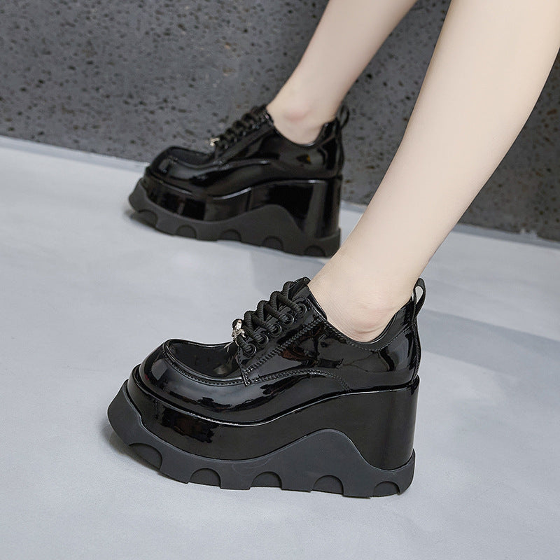 Women's Platform Spring Wedge Hidden Elevator British Loafers