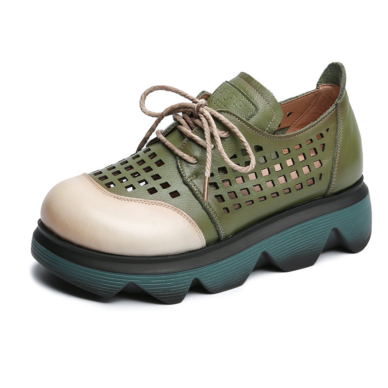 Women's Retro Color Matching Mom Platform Wedge Sandals