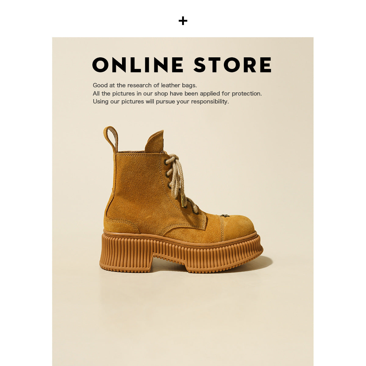 Wu Suede Cowhide Martin Platform Ankle Ginger Boots