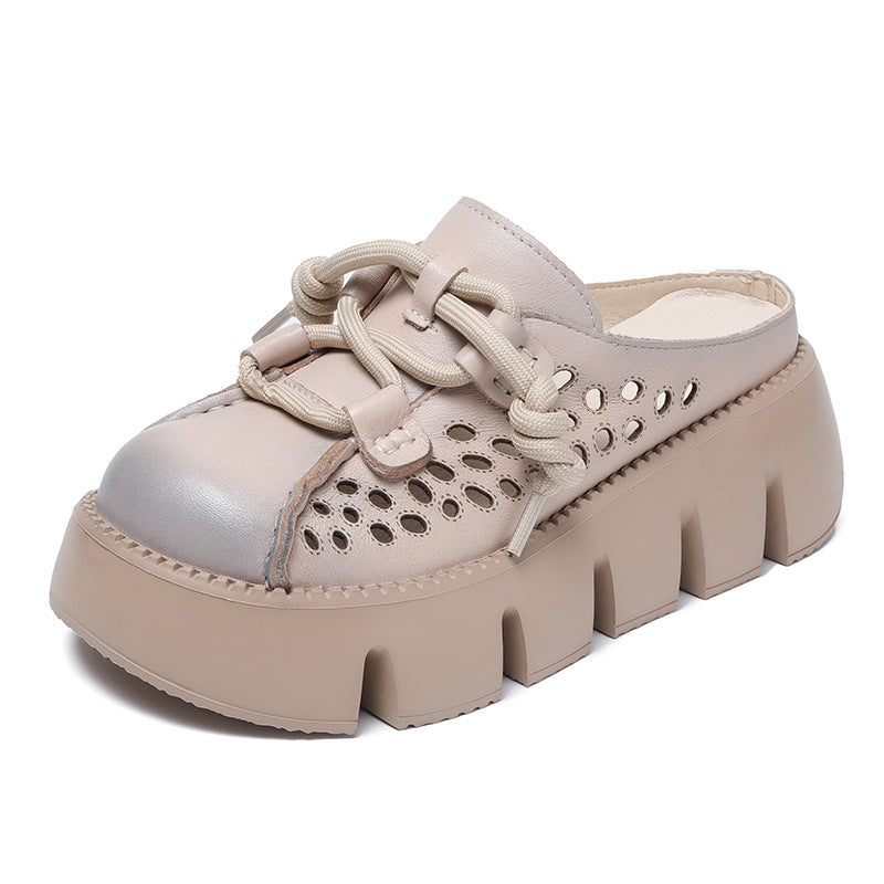 Women's Hollowed Toe Box Half Round Head Slippers