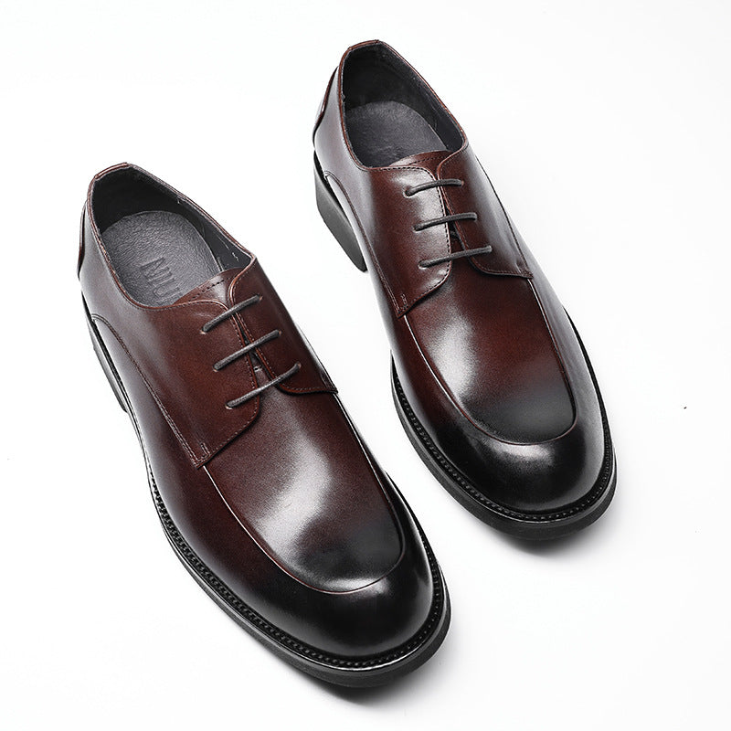 Men's Toe Round First Layer Cowhide Comfortable Leather Shoes