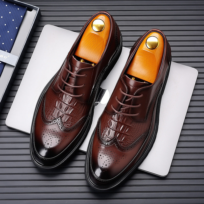 Men's Formal Wear Brogue Wedding Versatile Breathable Extra Leather Shoes