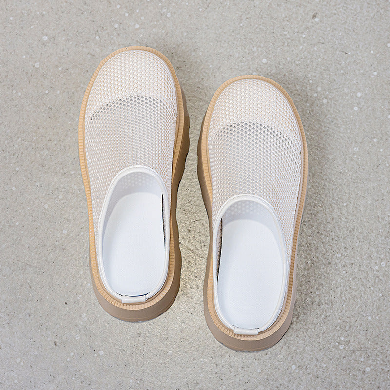 Women's Mesh Closed Toe Half Outer Wear Slippers