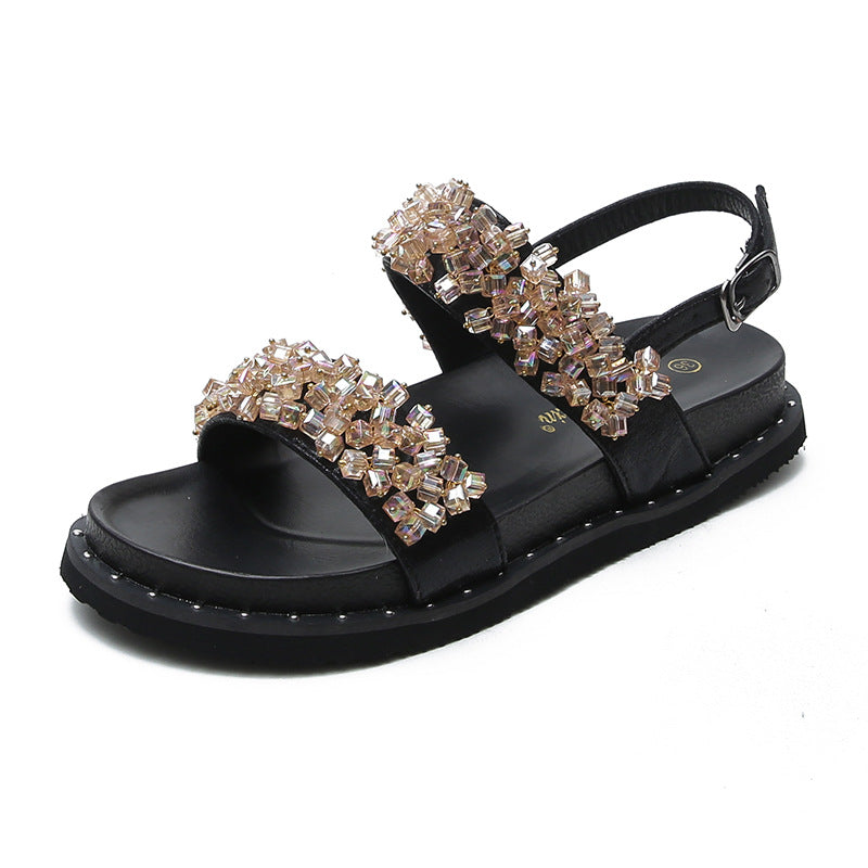 Women's Beaded Summer Fashionable Platform Flat Beach Sandals