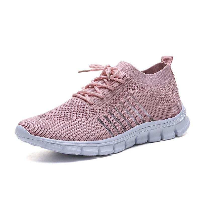 Women's Size Low-cut Platform Breathable Flying Woven Soft Bottom Casual Shoes