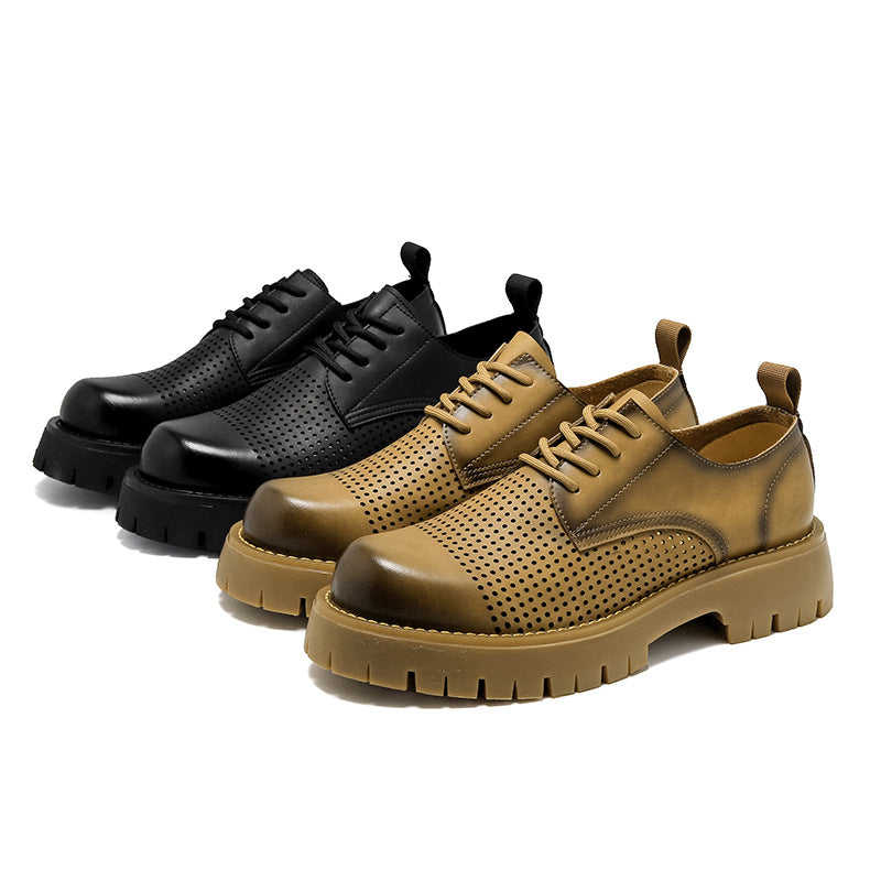 Big Head Round Hollow Out Tied Casual Shoes