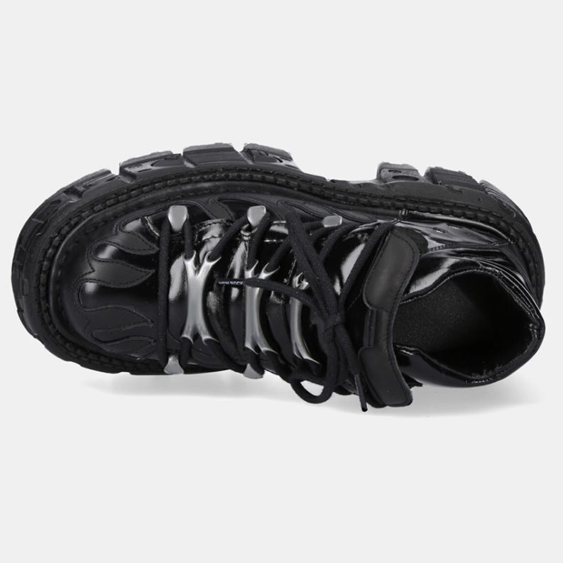 Women's & Men's Rock Spanish Dark Platform Punk Metal Leather Shoes