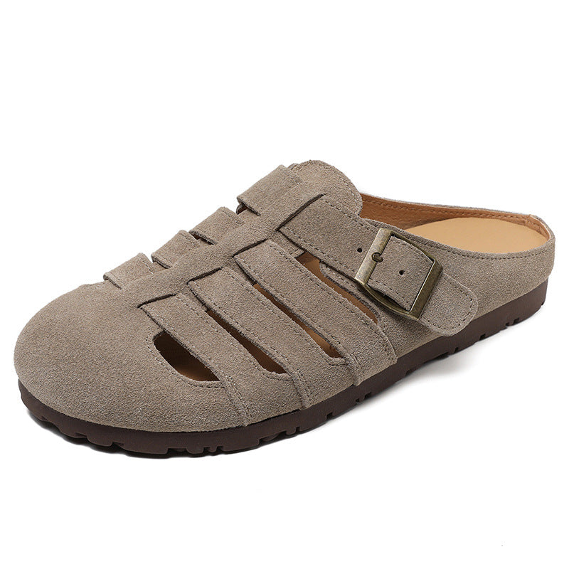 Women's Retro Roman Half Summer Toe Box Soft Bottom Sandals