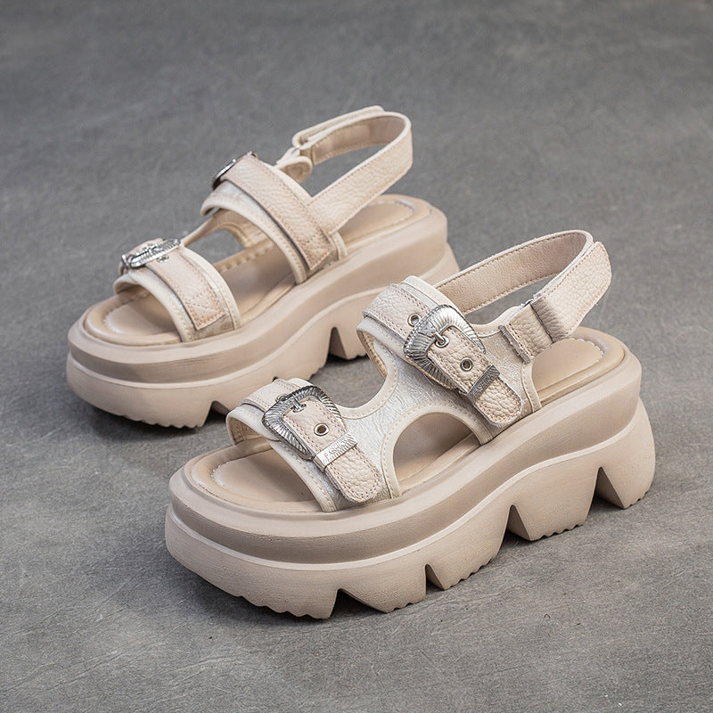 Women's Thick Bottom Velcro Breathable Increased Sandals