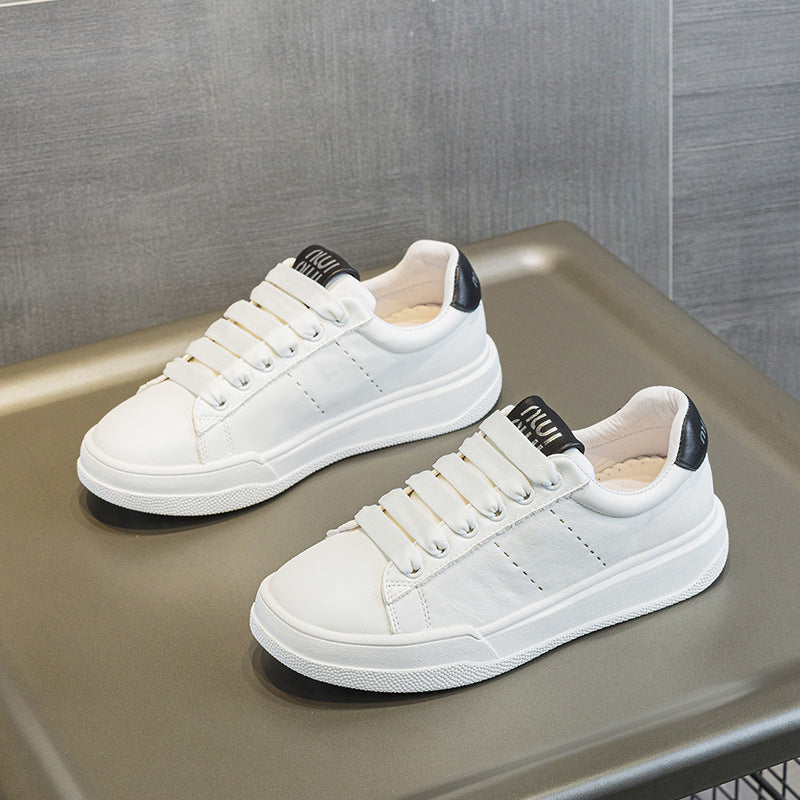 Women's White Classic Genuine Retro Style Thick Casual Shoes
