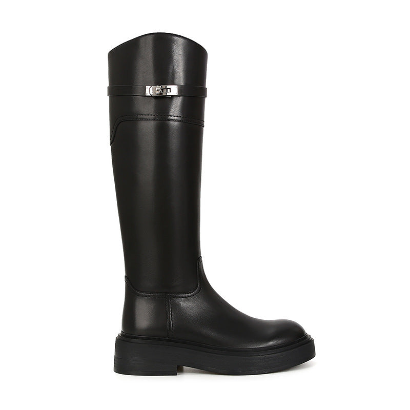 Women's Version Round Toe Lock Chunky High Boots